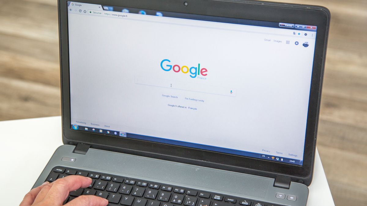 Person visiting the Google website using the Chrome web browser
