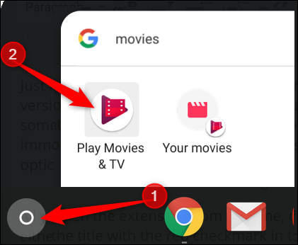 Click the launcher, type Movies, then click Play Movies &amp; TV