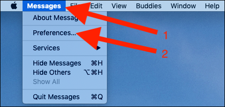 Open Messages. Click Messages. Click Preferences