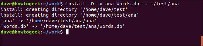 Install command to /test/ana