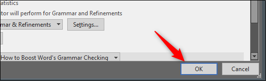 select ok at word options window