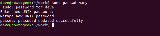 passwd command in a terminal window
