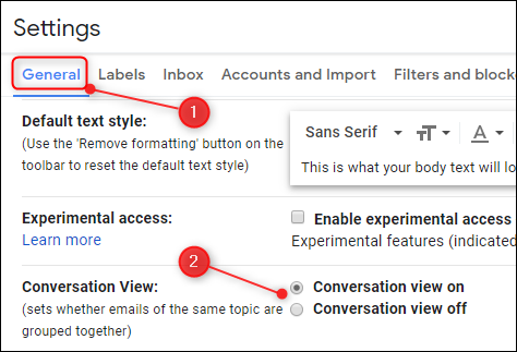 The Conversation View setting in Gmail