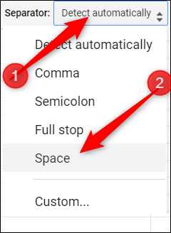 Click the drop-down menu and select Space from the list provided