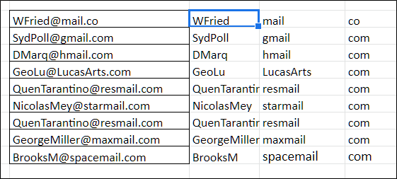 Voila! Like magic, the email addresses are separated