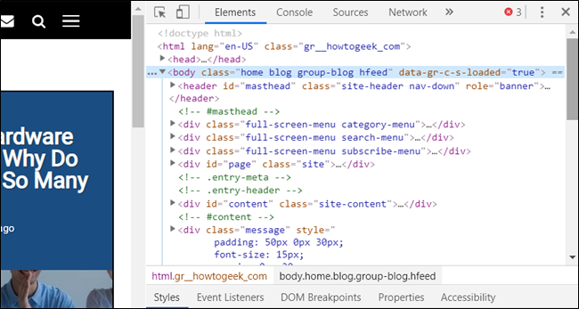 Developer Tools opens as a docked pane in Chrome