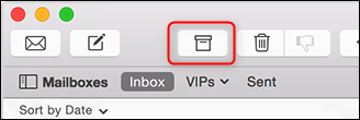 The Archive button in Apple Mail