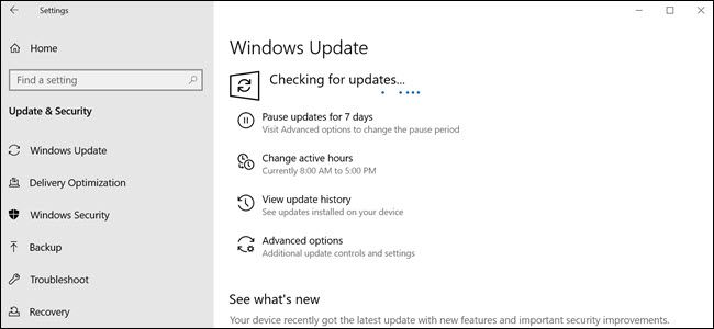 Check for updates Window
