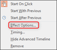 Effect options
