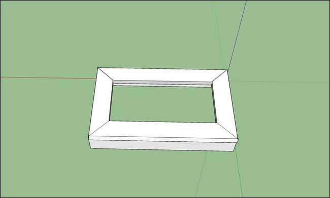 A sketchup design of a mitered corner frame with box sides.