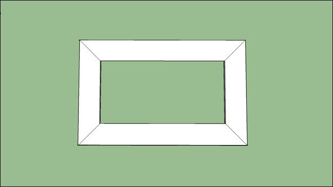 A rectangle, showing boards with 45 degree angles cut.