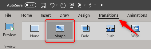 Morph transition in Powerpoint