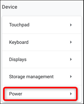 Under the Device section, click on Power