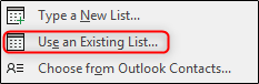 Use an existing list