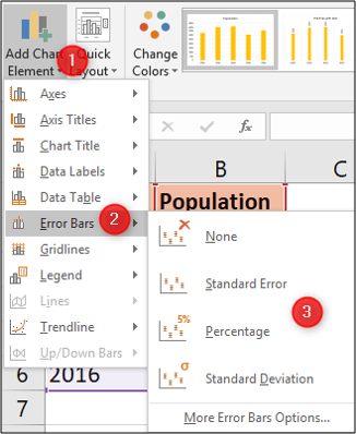 Select an error bar type for your chart