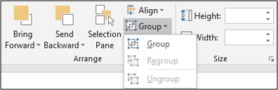 Group button on the Format tab