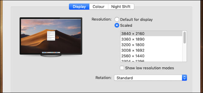 Mac resolution header