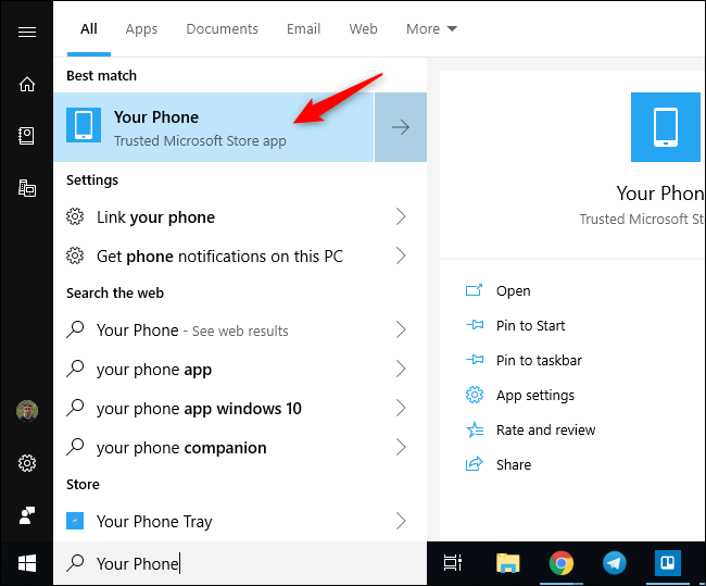 How to launch the Your Phone app on Windows 10