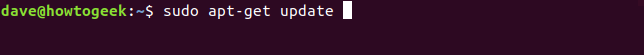 sudo apt-get update in a terminal window