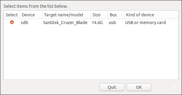 USB drive confirmation dialog