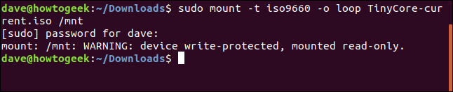 mounting an ISO image in a terminal window
