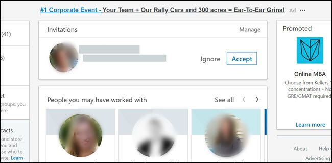 An invitation request on LinkedIn