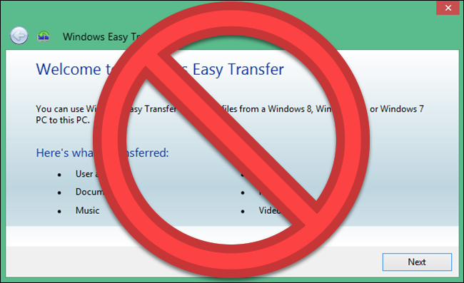 Windows Easy transfer program with &quot;NO&quot; symbol over it.