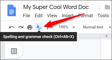 Click the A icon to enable spell check