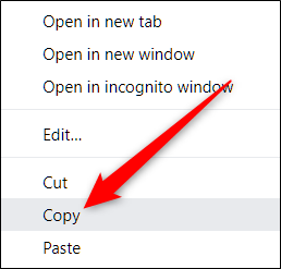 Right-click the bookmark, then click Copy