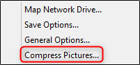 Compress pictures option in tools