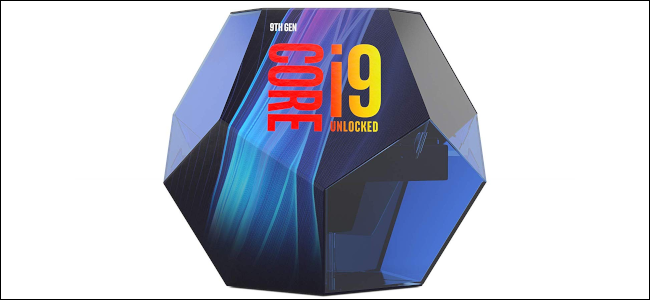 The retail packaging for Intel's Core i9-9900K CPU.
