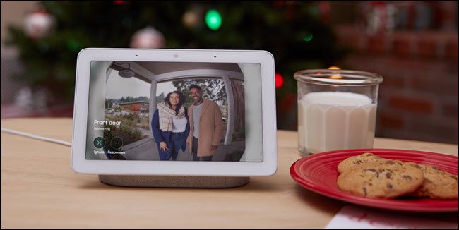 Google Home hub showing nest hello video