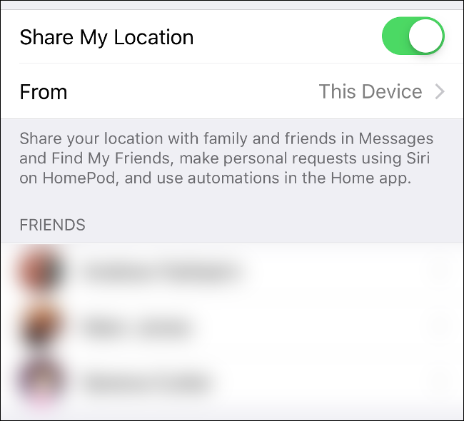 Managing which contacts have access to your location in iOS