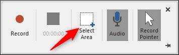 Select area to record in record dock