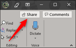 Select the share button in PowerPoint