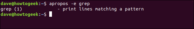 results for apropos -e grep in a terminal window