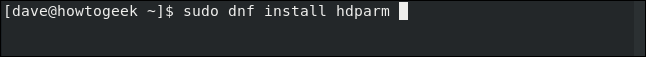 sudo dnf install hdparm in a terminal window