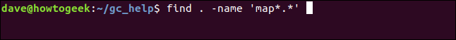 find . -name "map*.*" in a terminal window