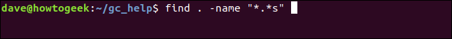 find . -name "*.*s" in a terminal window