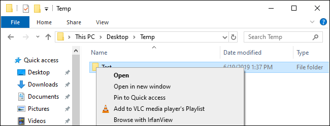 Context menu open in File Explorer