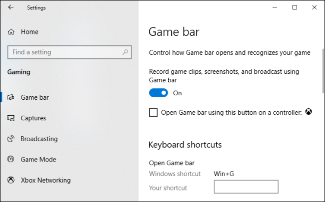 Option to enable or disable Game bar in Settings