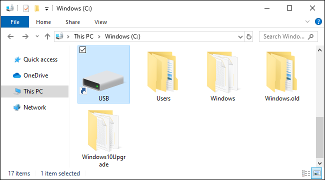 USB drive mounted as a folder on Windows 10.