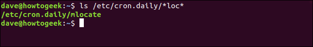 ls /etc/cron.daily/*loc* in a terminal window