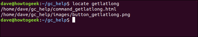 locate results with files containing getlatlong in a terminal window