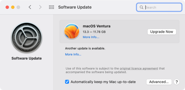 macOS Ventura update available