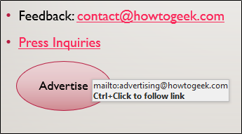 mailto link in object