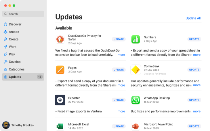 Update Mac App Store apps