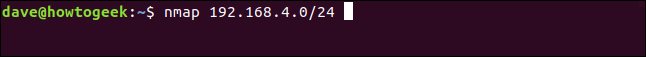 nmap 192.168.4.0/24 in a terminal window