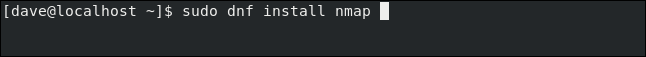 sudo dnf install nmap in a terminal window
