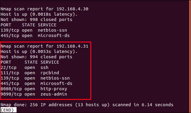 nmap output for an Intel NUC in a terminal window